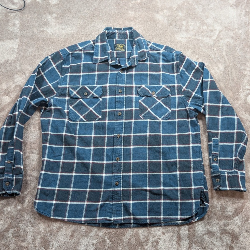 Jachs NY Heritage Flannel Mens XL Blue Plaid Button Down Cotton Shirt 1456650